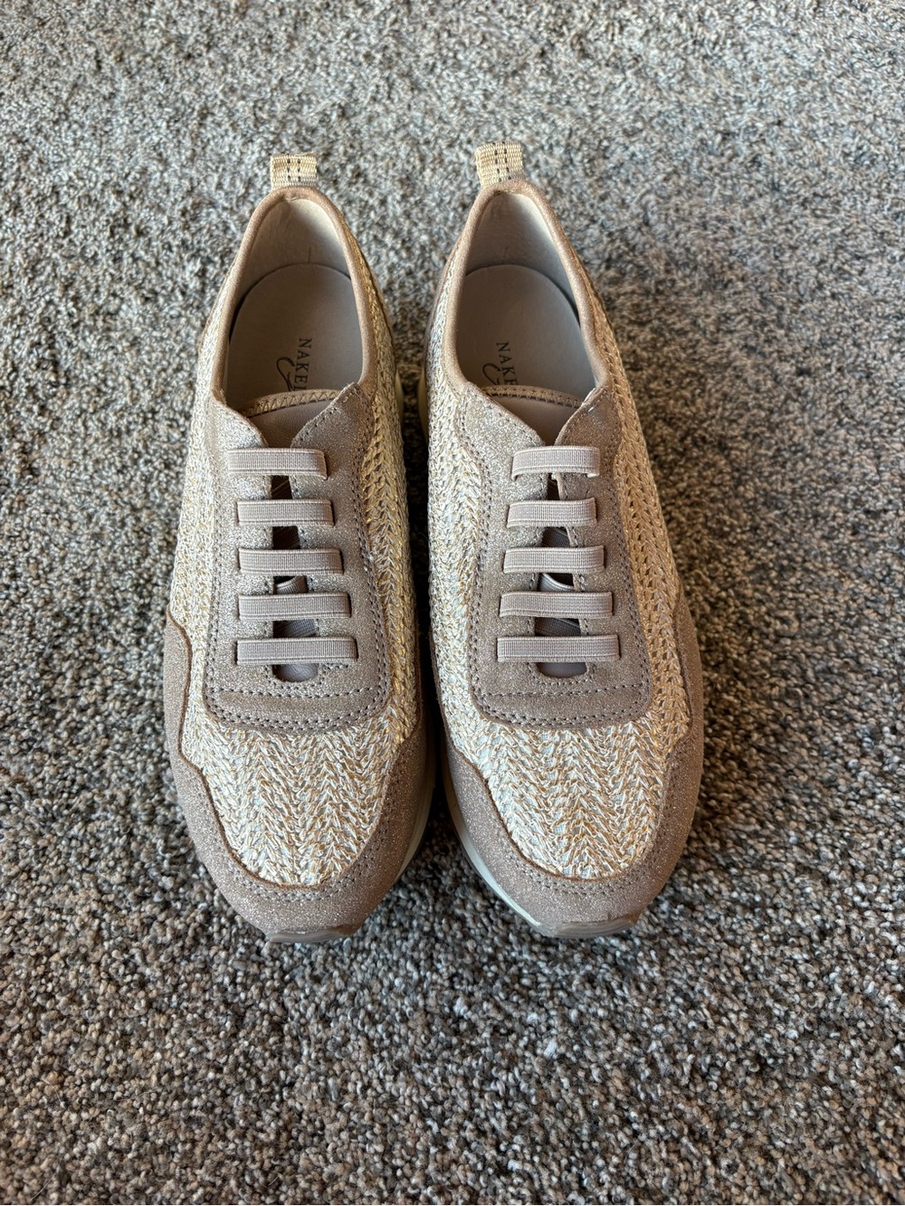 Naked Feet Women's Tan Knit Slip-On Sneakers